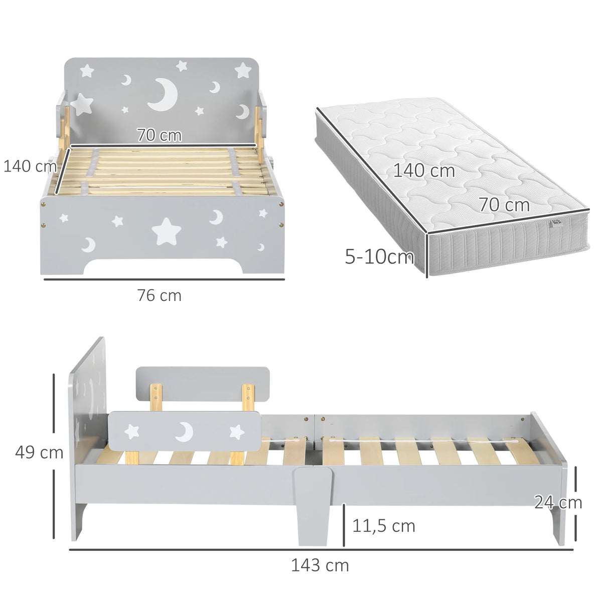 Petit lit Étoile, sommier à lattes