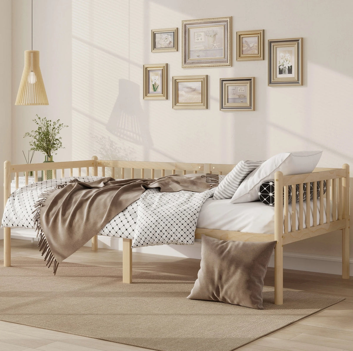 Lit banquette Sieste en pin massif naturel 90 × 200 cm